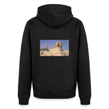 Cat and Sphinx - Unisex Premium Organic Zip Hoodie - black - Back - Nico (187cm)