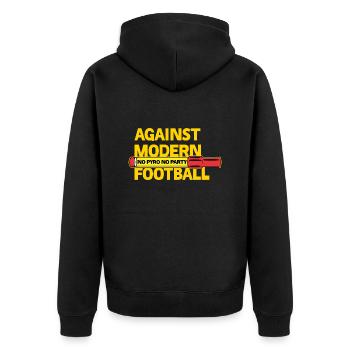 Against Modern Football No Pyro No Party - Unisex Premium Organic Zip Hoodie - black - Back - Nico (187cm)