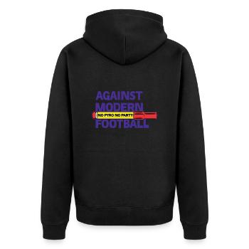 Against Modern Football No Pyro No Party - Unisex Premium Organic Zip Hoodie - black - Back - Nico (187cm)