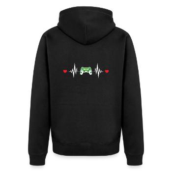 Heartbeat Games - Unisex Premium Organic Zip Hoodie - black - Back - Nico (187cm)