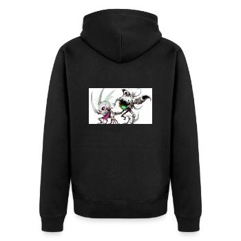 Anime full shotstyle d’illustration d’animal du corps entier - Veste à capuche bio Premium Unisexe - noir - Dos - Nico (187cm)