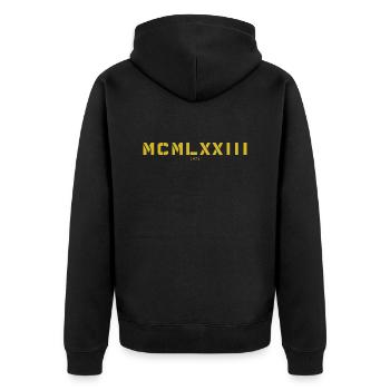 Römische Zahl Geburtsjahr Made in 1973 - Unisex Premium Bio Zip Hoodie - Schwarz - Hinten - Nico (187cm)