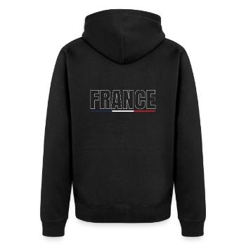 FRANKREICH Flagge und Emblem von Frankreich. Ertragen - Unisex Premium Bio Zip Hoodie - Schwarz - Hinten - Nico (187cm)