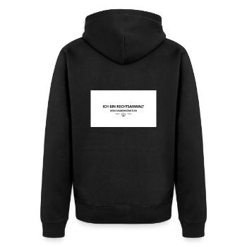 ICH BIN RECHTSANWALT - Unisex Premium Bio Zip Hoodie - Schwarz - Hinten - Nico (187cm)
