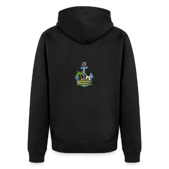 Wir ankern bei den Inselcampern - Unisex Premium Bio Zip Hoodie - Schwarz - Hinten - Nico (187cm)