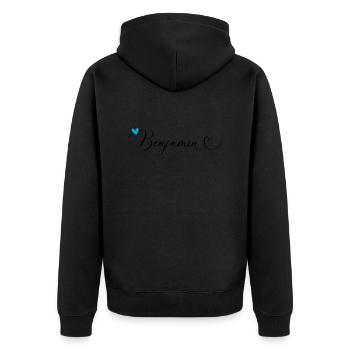 Benjamin Name Vorname Kalligrafieherz - Unisex Premium Bio Zip Hoodie - Schwarz - Hinten - Nico (187cm)