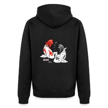 Deux poissons Koi. Vibrations des carpes koï - Veste à capuche bio Premium Unisexe - noir - Dos - Nico (187cm)