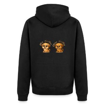 Mit Kaffee ohne Kaffee - Unisex Premium Bio Zip Hoodie - Schwarz - Hinten - Nico (187cm)