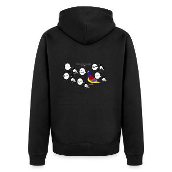 Trau dich anders zu sein - Unisex Premium Bio Zip Hoodie - Schwarz - Hinten - Nico (187cm)