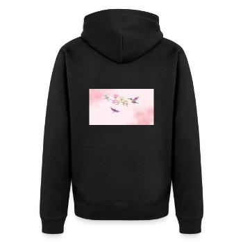 Beautiful bird with flies and flower - Unisex Premium Organic Zip Hoodie - black - Back - Nico (187cm)