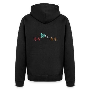 Bicycle Heartbeat Mountains Hikers - Unisex Premium Organic Zip Hoodie - black - Back - Nico (187cm)