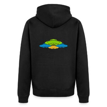 Colorful group of UFO's squadrons - Unisex Premium Organic Zip Hoodie - black - Back - Nico (187cm)
