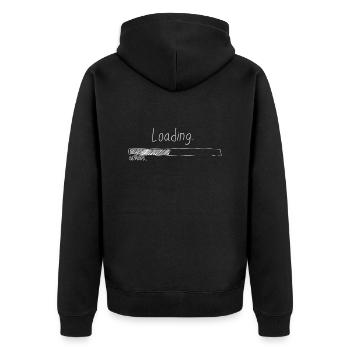 Ladebalken 1337 - Unisex Premium Bio Zip Hoodie - Schwarz - Hinten - Nico (187cm)