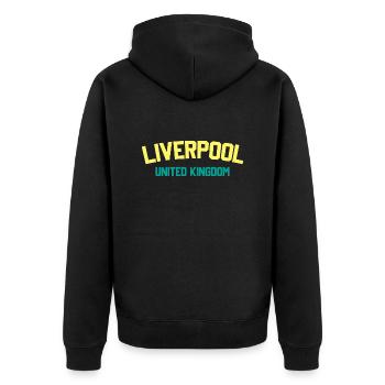 Liverpool Vereinigtes Königreich - Unisex Premium Bio Zip Hoodie - Schwarz - Hinten - Nico (187cm)