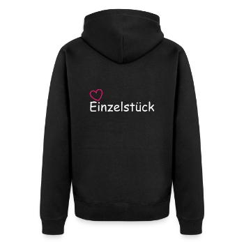 Einzelstück - Unisex Premium Bio Zip Hoodie - Schwarz - Hinten - Nico (187cm)