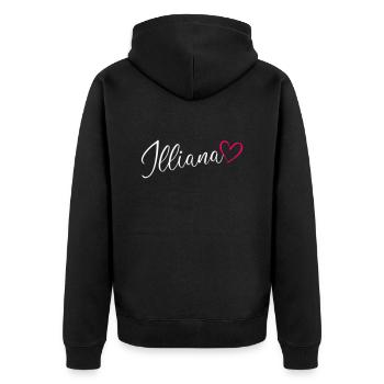 Illiana Name Vorname Herz Pink - Unisex Premium Bio Zip Hoodie - Schwarz - Hinten - Nico (187cm)