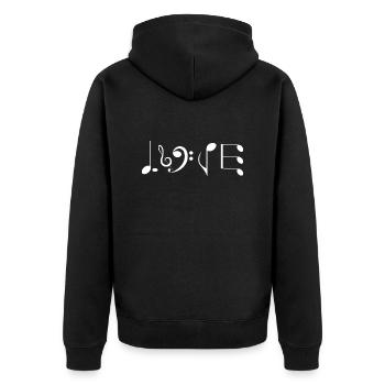 Love Music - originelle Geschenkidee - Unisex Premium Bio Zip Hoodie - Schwarz - Hinten - Nico (187cm)