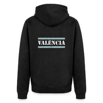 Valencia - Unisex Premium Organic Zip Hoodie - black - Back - Nico (187cm)