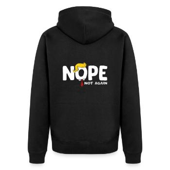 Nein, nicht schon wieder - Unisex Premium Bio Zip Hoodie - Schwarz - Hinten - Nico (187cm)