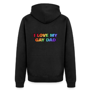 Ich liebe meinen schwulen Vater - Unisex Premium Bio Zip Hoodie - Schwarz - Hinten - Nico (187cm)