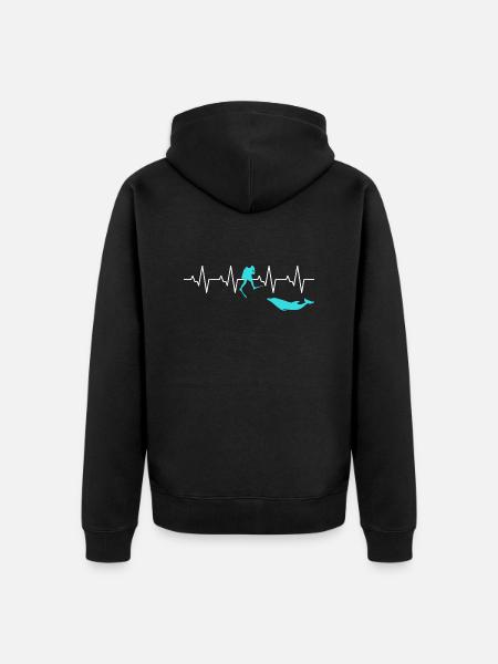 Diving Heartbeat Dolphin - Unisex Premium Organic Zip Hoodie - black