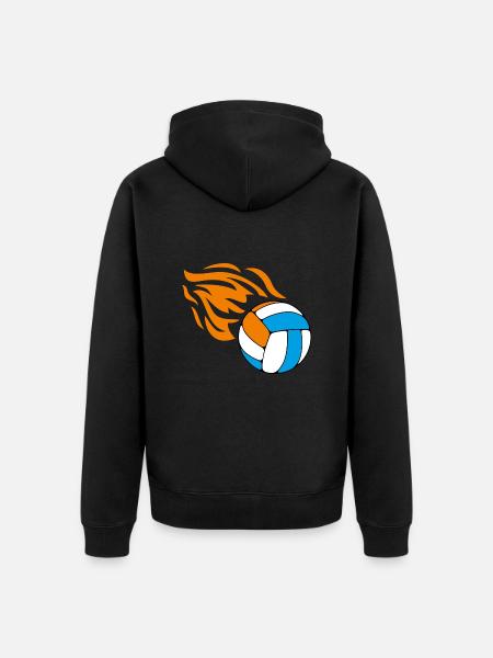 Flying flaming volleyball - Unisex Premium Organic Zip Hoodie - black