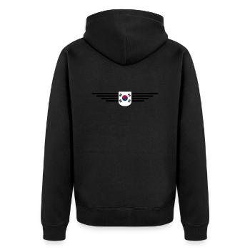 J’aime la Corée du Sud Design T-shirt Outfit - Veste à capuche bio Premium Unisexe - noir - Dos - Nico (187cm)