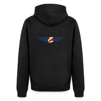 Seychelles fans: T-shirts for island dreams - Unisex Premium Organic Zip Hoodie - black - Back - Nico (187cm)