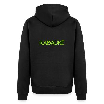 Rabauke - ungehobelter Mensch - ungezogenes Kind - Unisex Premium Bio Zip Hoodie - Schwarz - Hinten - Nico (187cm)