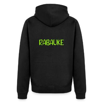 Rabauke - ungehobelter Mensch - ungezogenes Kind - Unisex Premium Bio Zip Hoodie - Schwarz - Hinten - Nico (187cm)