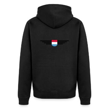 Luxembourg T-Shirt Design for Fans - Unisex Premium Organic Zip Hoodie - black - Back - Nico (187cm)