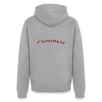 POMALO - Unisex Premium Bio Zip Hoodie - Grau meliert - Hinten - Nico (187cm)