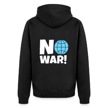 No War, Weltkugel, Welt - Unisex Premium Bio Zip Hoodie - Schwarz - Hinten - Nico (187cm)