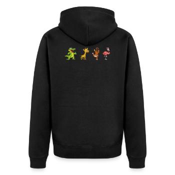 Giraffe monkey flamingo - Unisex Premium Organic Zip Hoodie - black - Back - Nico (187cm)