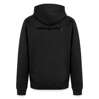 Lieblingsonkel bester Onkel Welt Spruch Geschenk - Unisex Premium Bio Zip Hoodie - Schwarz - Hinten - Nico (187cm)