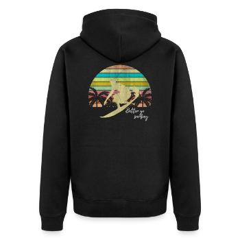 Surfer - Unisex Premium Bio Zip Hoodie - Schwarz - Hinten - Nico (187cm)