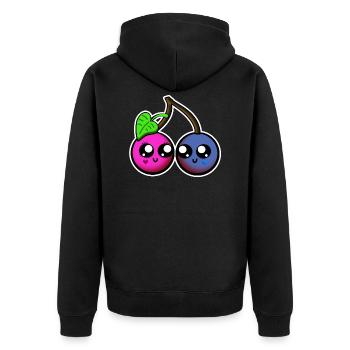 Verliebte Kirschen Kawaii - Unisex Premium Bio Zip Hoodie - Schwarz - Hinten - Nico (187cm)