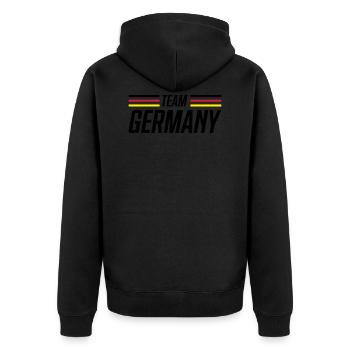 germany flag germany team - Unisex Premium Organic Zip Hoodie - black - Back - Nico (187cm)