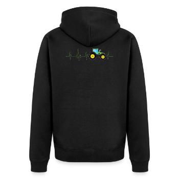 Tractor heartbeat - Unisex Premium Organic Zip Hoodie - black - Back - Nico (187cm)