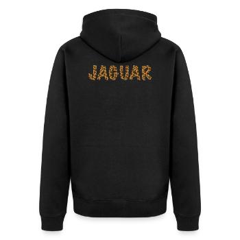 Jaguar Animal Print - Unisex Premium Bio Zip Hoodie - Schwarz - Hinten - Nico (187cm)