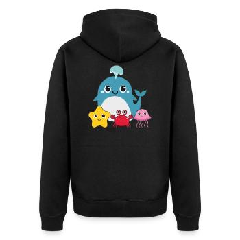 Petite baleine avec des amis - Veste à capuche bio Premium Unisexe - noir - Dos - Nico (187cm)