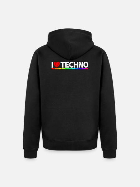 I love Techno - Unisex Premium Organic Zip Hoodie - black
