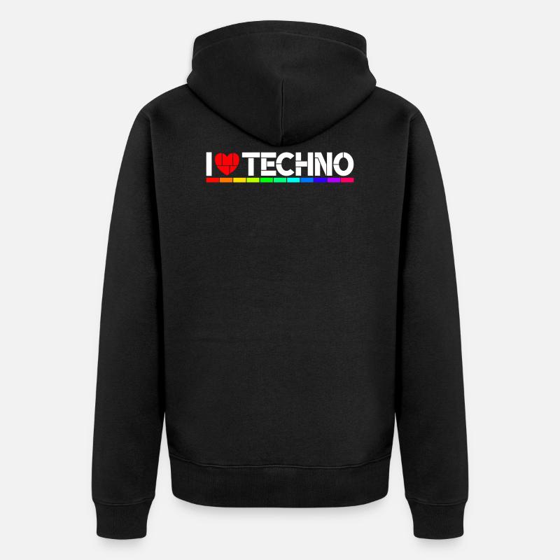 I love Techno - Veste à capuche bio Premium Unisexe - noir