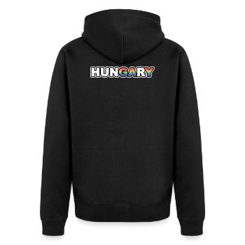 Hongrie Hungary, GAY, LGBTQIA, LGBT, HUN - Veste à capuche bio Premium Unisexe - noir - Dos - Nico (187cm)