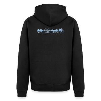 Newcastle Upon Tyne England Skyline Geschenk Idee - Unisex Premium Bio Zip Hoodie - Schwarz - Hinten - Nico (187cm)