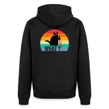 Mord Katze Was? Liebende Katze Retro - Unisex Premium Bio Zip Hoodie - Schwarz - Hinten - Nico (187cm)