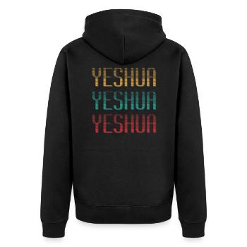 Jesus - Yeshua - Unisex Premium Organic Zip Hoodie - black - Back - Nico (187cm)