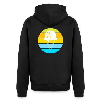 Retro Ice Cream Blue - Unisex Premium Bio Zip Hoodie - Schwarz - Hinten - Nico (187cm)