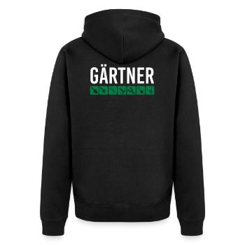 Gärtner - Unisex Premium Bio Zip Hoodie - Schwarz - Hinten - Nico (187cm)