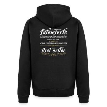 Tätowierte Kinderkrankenschwestern sind netter! - Unisex Premium Bio Zip Hoodie - Schwarz - Hinten - Nico (187cm)